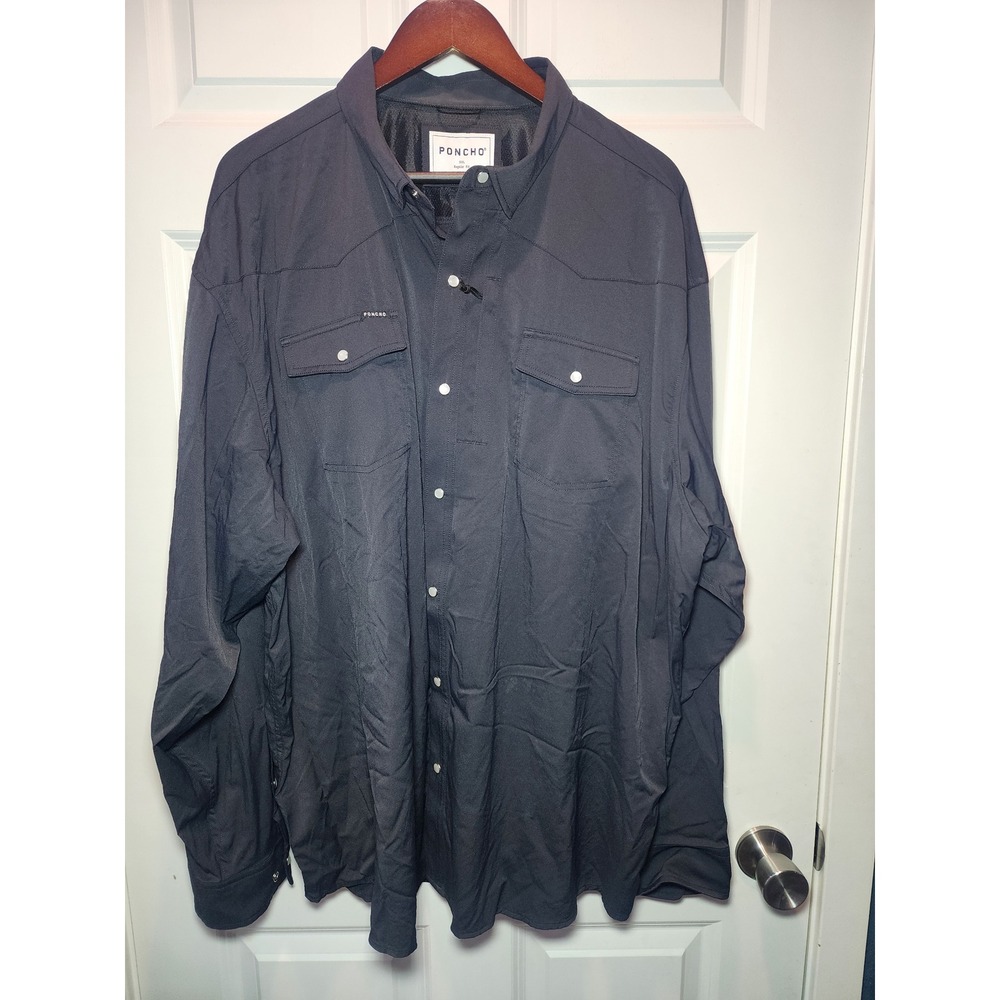 Poncho Outdoors Mens 3XL Regular Fit Snap Button Shirt Black